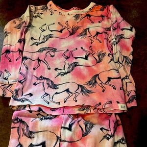 GAP 3T Organic Cotton Unicorn Pajama Set Pink & Coral